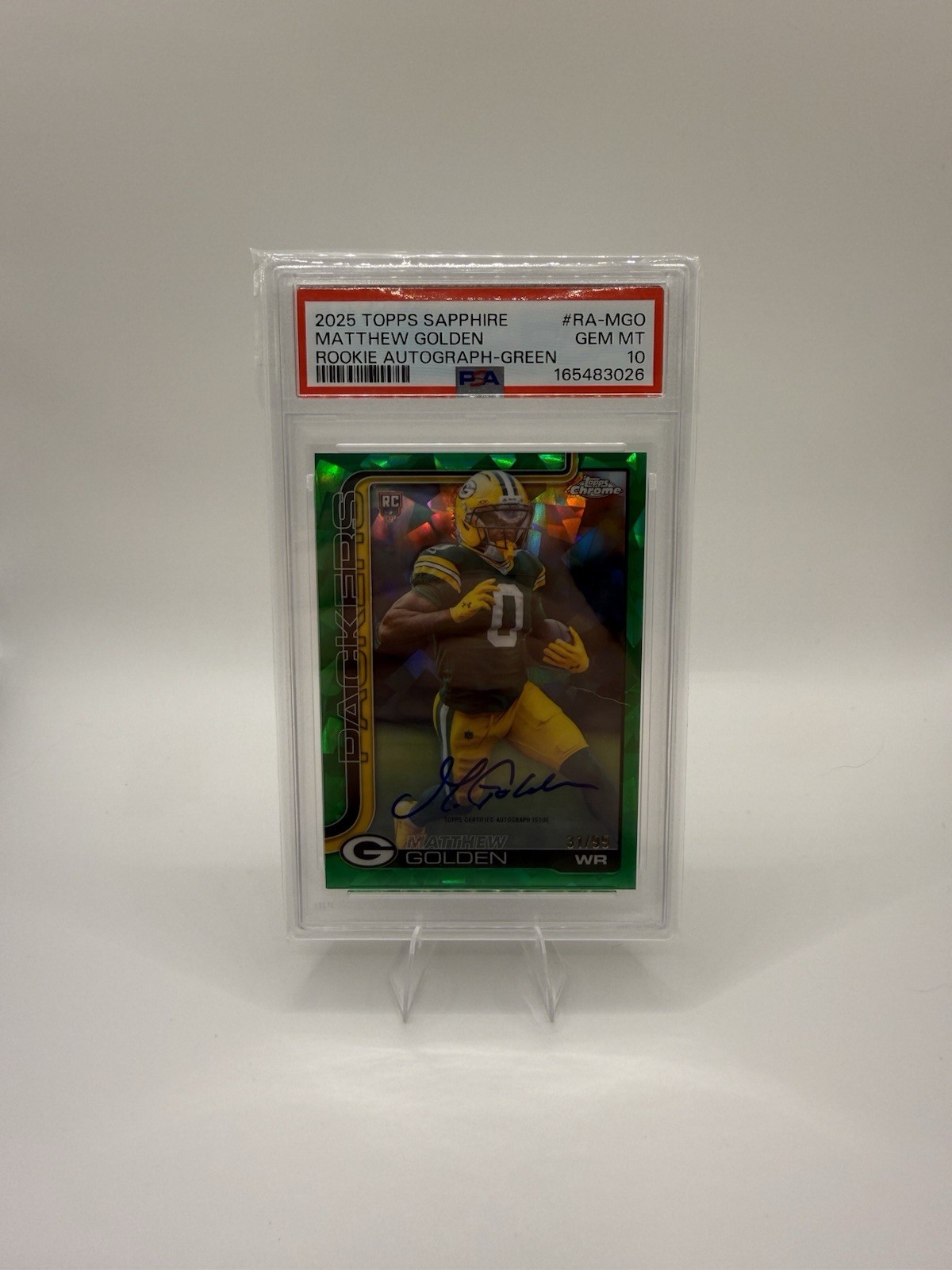 2025 Topps Chrome Matthew Golden Rookie Auto Green Refractor /99 PSA 10 Pop 3