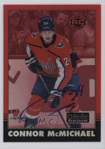Connor McMichael #R-98 2021 O-Pee-Chee Platinum 2020 Update Retro Red Rainbow Autograph card