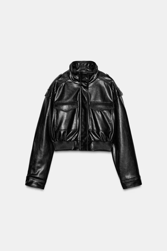 zara FAUX LEATHER JACKET WITH TABS