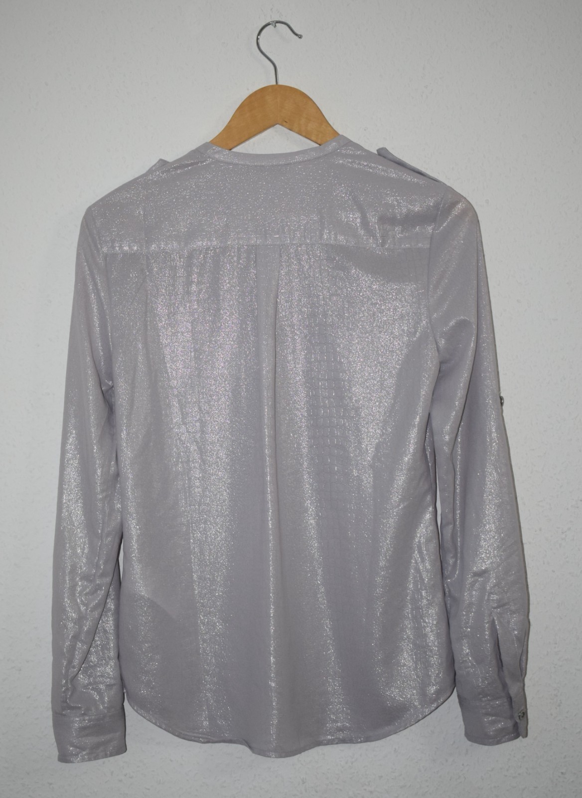 Calvin Klein Metallic Silver Faux Croc Button Down Blouse image 6