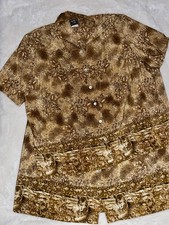 Vintage Southern Lady Plus Size 2-Piece Skirt Set - Earthy Brown Cream Floral