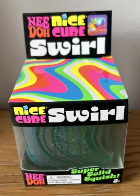 ORIGINAL - Nee Doh Nice Cube SWIRL - Super Solid Squish. GREEN SWIRL - Neu.