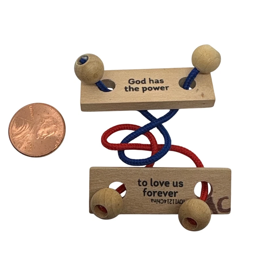 木制绳子拼图上帝有能力永远爱我们基督教宗教礼物 — 第 3/4 张图片