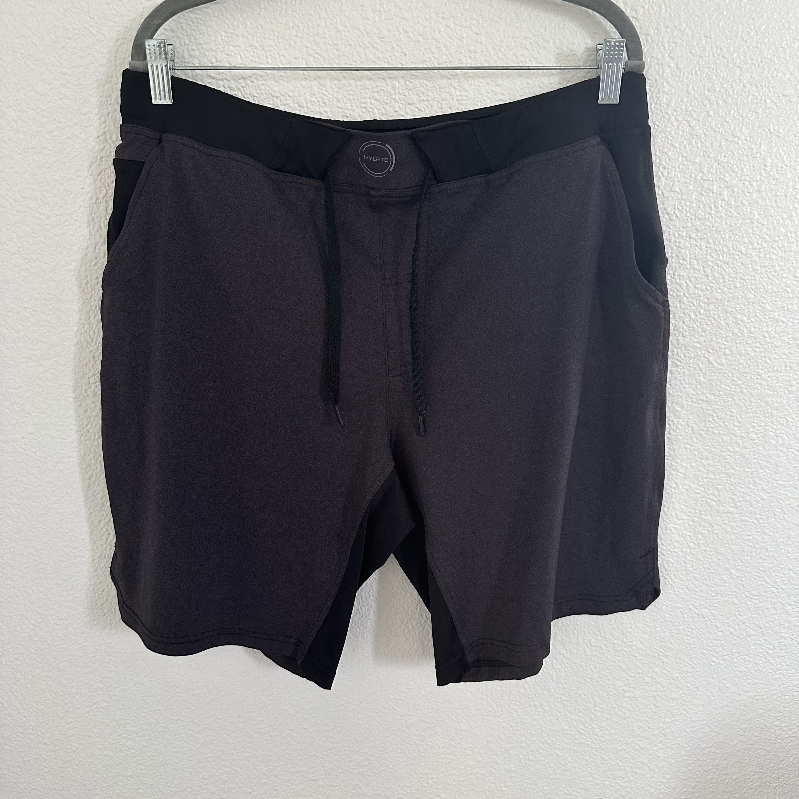 Hylete Helix Solid Gray Black Athletic Shorts Dra… - image 1