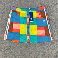 Adidas Originals Women's Small Multicolor Geometric Front Snap On Short Skirt