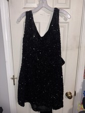 Fashion Nova Curve, Black Sequin, Detachable Bow Dress