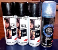 Goodmark Temporary Hair Color Spray Black 3oz Set Of 3 New 1 Can Glitter Spray