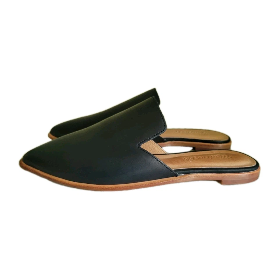 Черные кожаные туфли-слипоны Madewell Gemma Mules с заостренным носком плоские мокасины 5,5