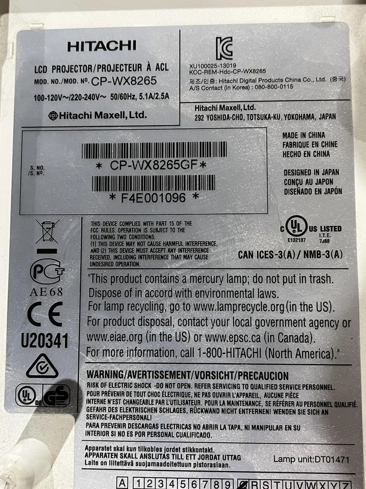 Proyector Hitachi CP-WXX8265 Foto 4 de 4