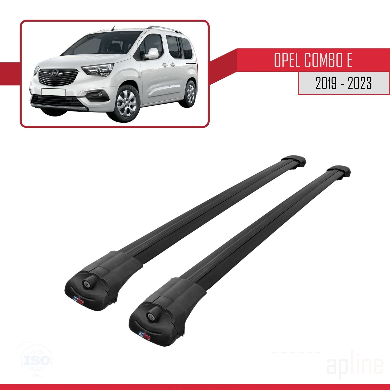 Barres de toit aérodynamiques ACE-1 silencieuses pour Opel Combo E