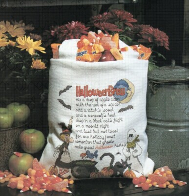 Vanessa Ann's HALLOWEEN BREW WITCH GHOST & BLACK CAT Single Cross Stitch Pattern