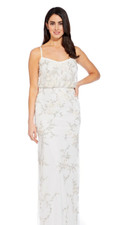 Adrianna Papell Ivory Beaded Embroidered Floral Evening Gown Size 8 10871