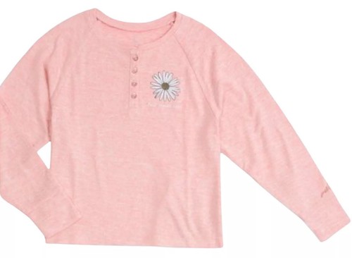 Justice Girls Pajamas Peach 2 Piece Set Henley Top Pocket Joggers Logo Size 10 - Picture 3 of 12