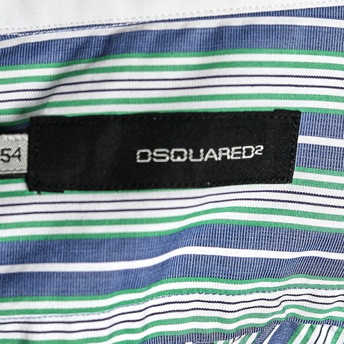 Dsquared2 Blue Striped Cotton Contrast Collar Button Front Shirt XXL - Picture 5 of 6
