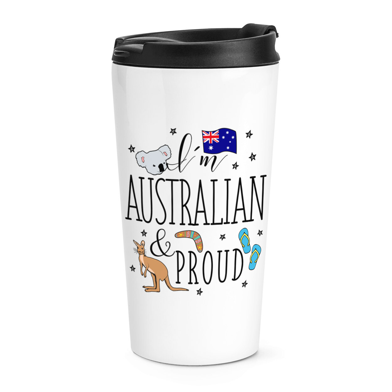 I'm Australian And Proud Travel Mug Cup Australia Kangaroo Flag Funny Thermal