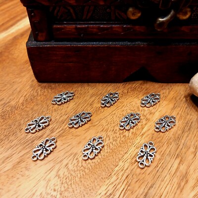 10 Verbinder Blume / Blumen silberfarben Schmuckverbinder DIY (6)