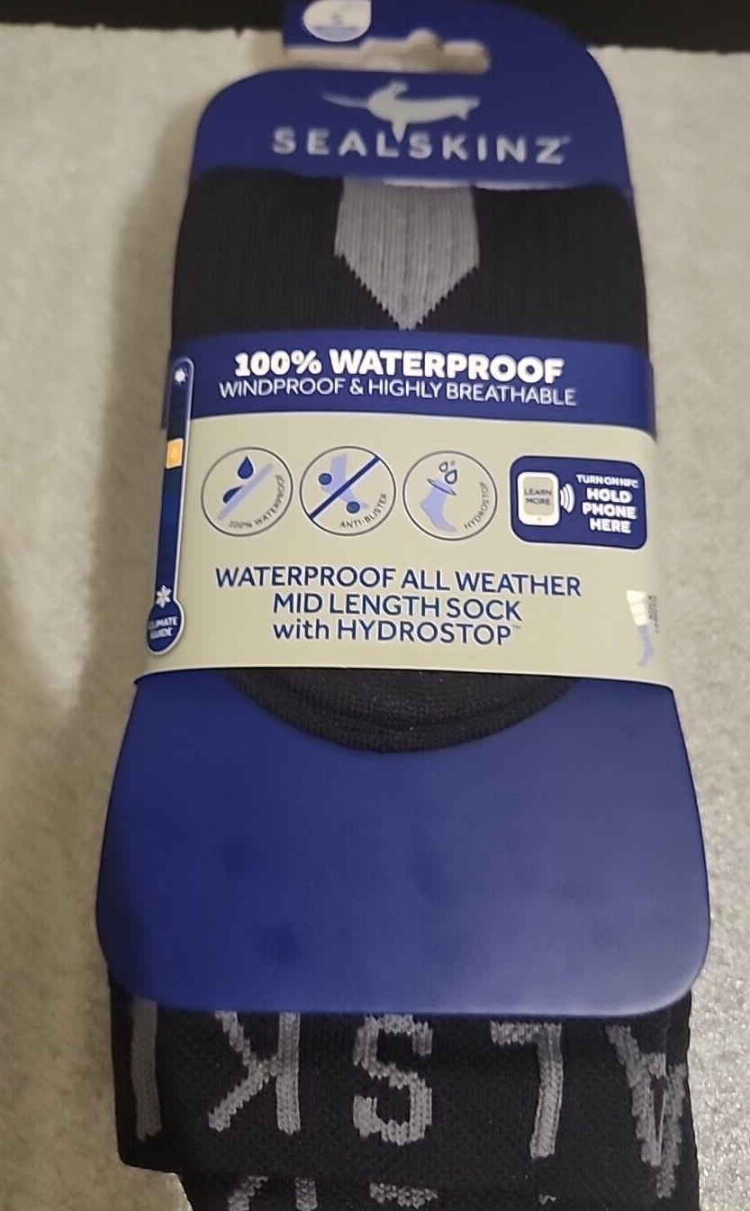 Sealskinz Waterproof Cold Weather Mid Length SocksWITH HYDOSTOP Unisex  Small