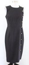 Calvin Klein Black Gold Faux Button Accent Sheath Dress Size 4 *HEM OUT