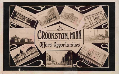 #ad Crookston Minnesota Multi View Polk County 1909 RPPC Real Photo MN Postcard $17.00