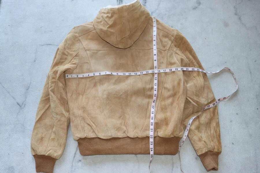 VTG Berman's Men's Brown Suede Full Zip Hooded Bomber Jacket Size 40 - Image 2 of 2