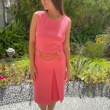 OSCAR DE LA RENTA 2015 Spring Collection Pink Sleeveless Wool A-Line Dress 