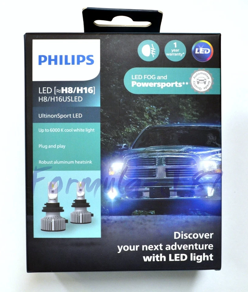 Philips UltinonSport LED Blanco H16 64219 Dos Bombillas Luz Antiniebla Reemplazar Actualización OE Foto 3 de 4