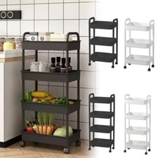 3/4 Tier Vegetable Rack Fruit Storage Kitchen Utility Basket Trolley Cart Wheel