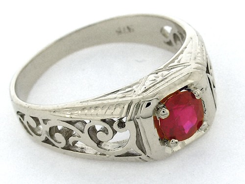 R140 Genuine 9K Solid Gold Natural Ruby Filigree Scroll Solitaire Ring in yr siz - Picture 5 of 5
