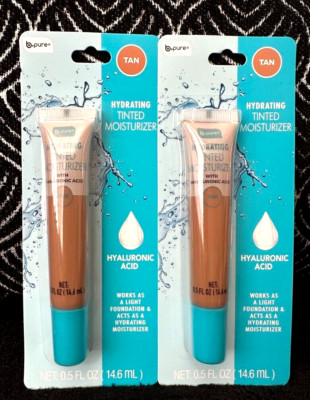  2pk B PURE TAN TINTED MOISTURIZER FOUNDATION CONCEALER HYALURONIC ACID RARE 