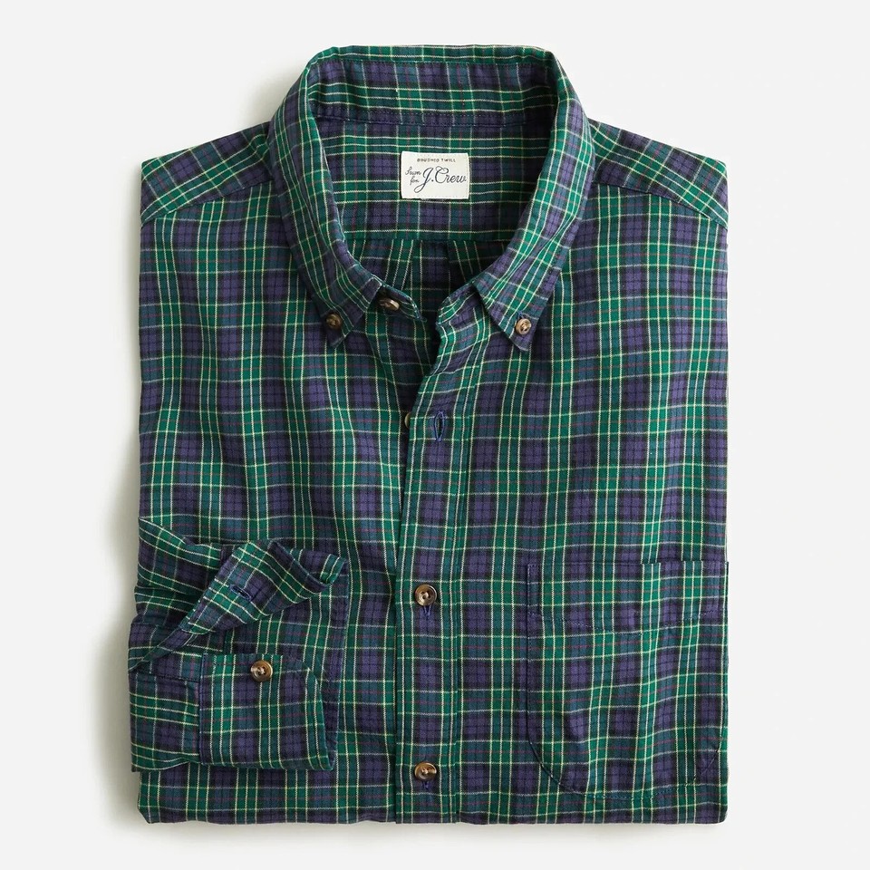 NWT J.Crew Large, Slim Brushed Twill Shirt, Devora Navy Green 79 eBay