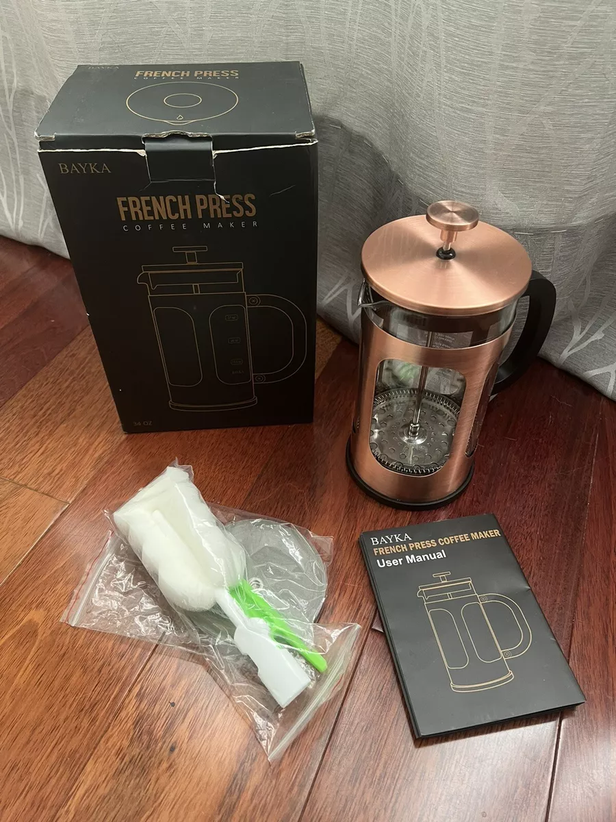 BAYKA French Press Coffee Maker, Large Classic Copper 304 Stainless Steel  Coffee