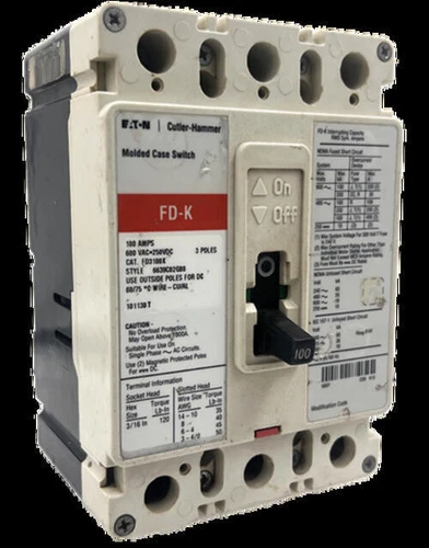 Eaton FD3100K Breaker 100A 600V 3P 18kA Bolt-On Thermal Magnetic
