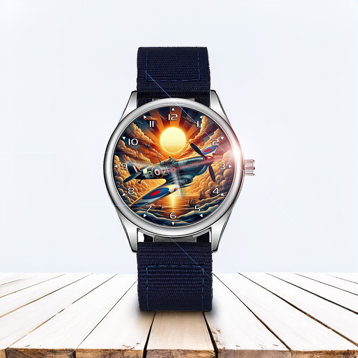 Scenic Dawn Spitfire War Plane WW2 #1 Art Trendy Unisex 38mm Dial Wrist  Watch
