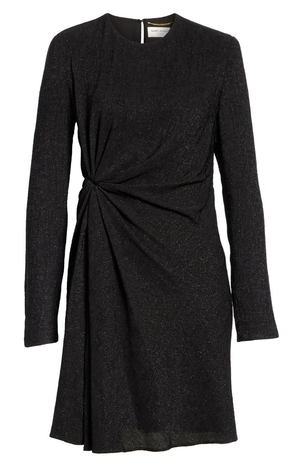 Abito girocollo SAINT LAURENT YSL nero argento metallizzato jacquard maglia nodo 38 6 S