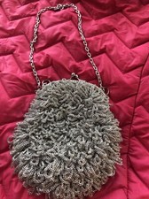 Walborg Of Italy Elegant Silver Party Small Evening Bag Chain Shoulder Strap