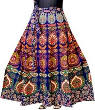 Indian Woman's Cotton Hippie Paisley Mandala Wrap Skirt Long Gown Maxi Dress