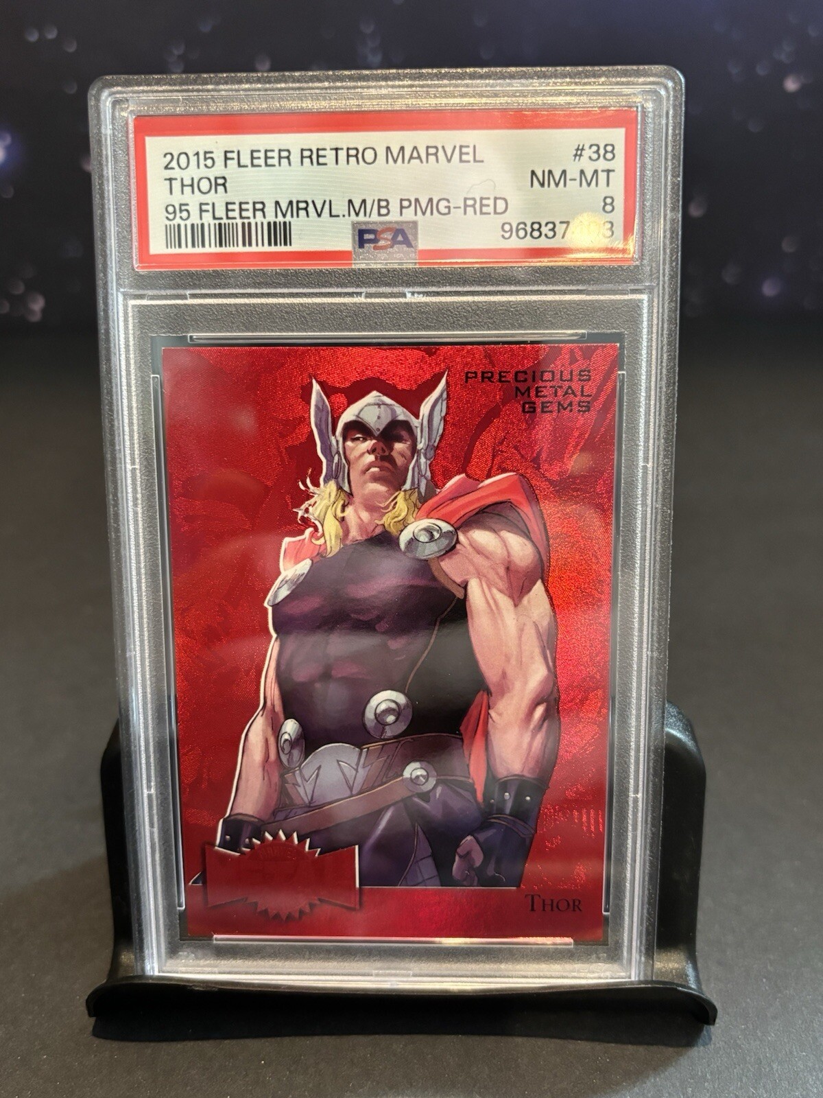 PSA 8 Card: 2015 Marvel Fleer Retro Precious Metal Gems #38 RED THOR - 3/100