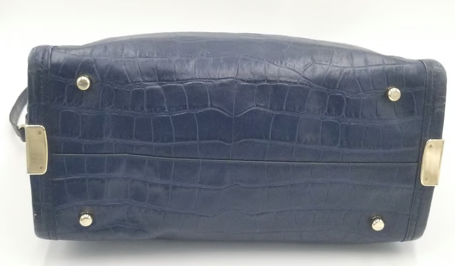 Coach Swagger 37 LARGE Navy Crocodile Leather Embossed Satchel 