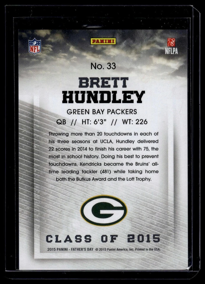 2015 Panini Father's Day #33 Brett Hundley #/599 SN - Image 2 of 2