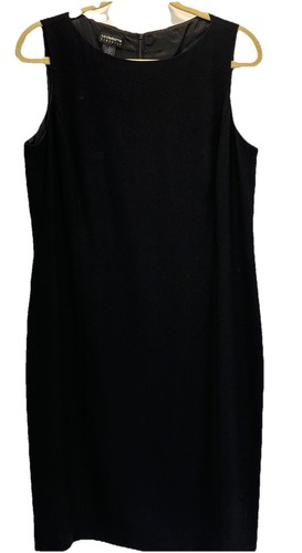 Size 14 Liz Claiborne Sheath Little Black Dress Crepe Sleeveless Lined Back Zip
