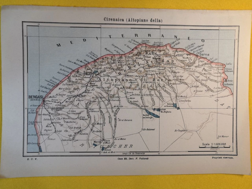 1931 Cyrenaica Vintage Map Africa Algeria Libya Original 6.5 x 9.5 Color C24-4 - Image 2 of 3