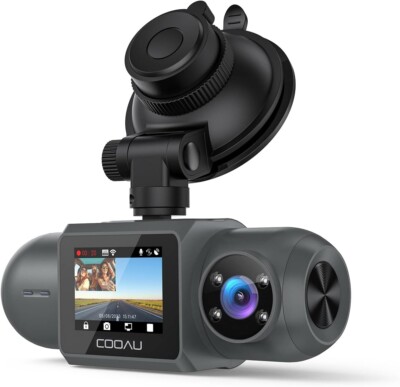 COOAU 4K FHD Built-in GPS Wi-Fi Dash Cam Front and Inside Car Camera Recorder