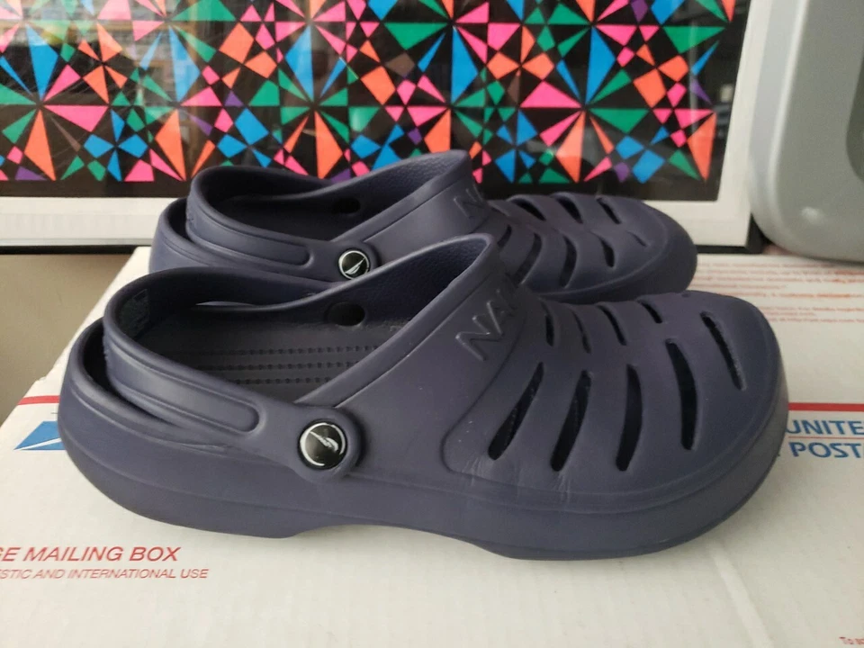 Sandalias impermeables de goma Nautica Slides para hombre 11 River Edge azul marino (T3#10) Foto 2 de 4