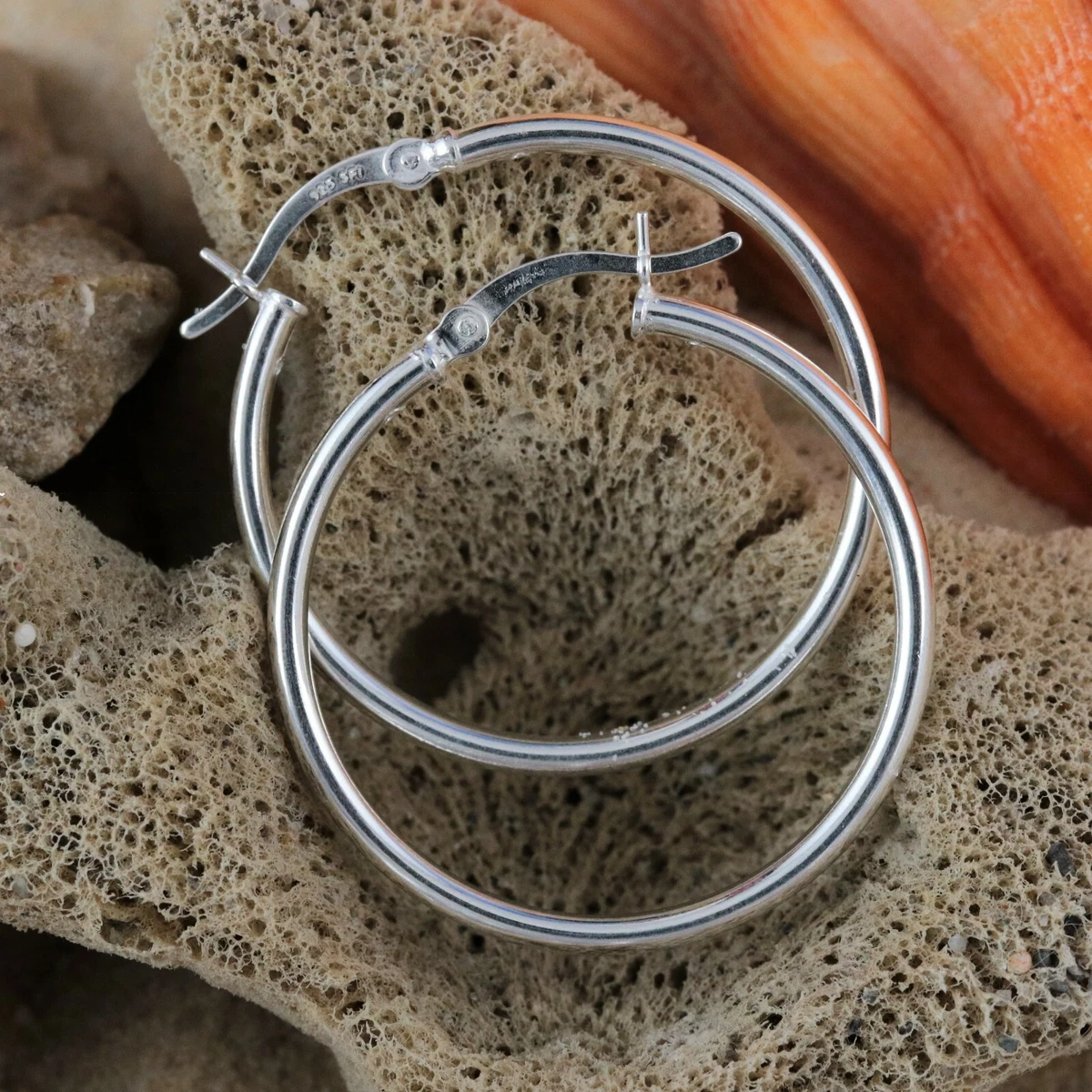 Sterling Silver Hoop 30mm x 2mm hoop earrings lever back hoops