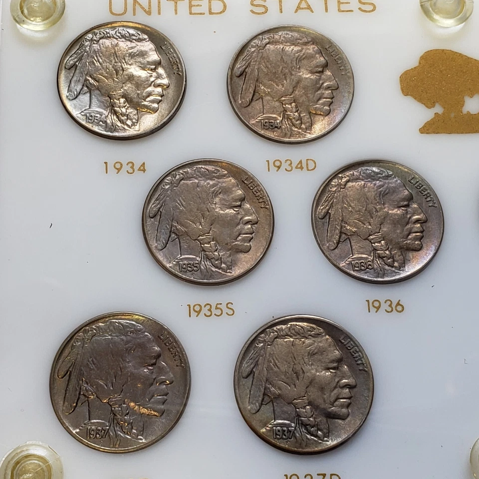1934-38 Indian Buffalo Nickel Set - Rainbow Toning - Capital - VIDEO - F7018 - Image 3 of 4