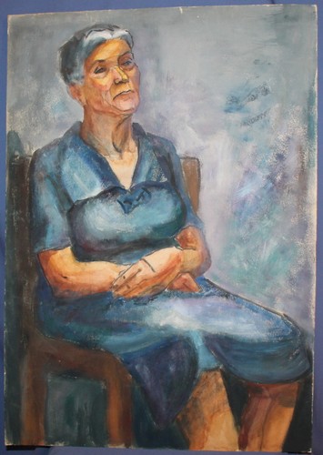 Vintage gouache painting old woman portrait - Picture 3 of 12