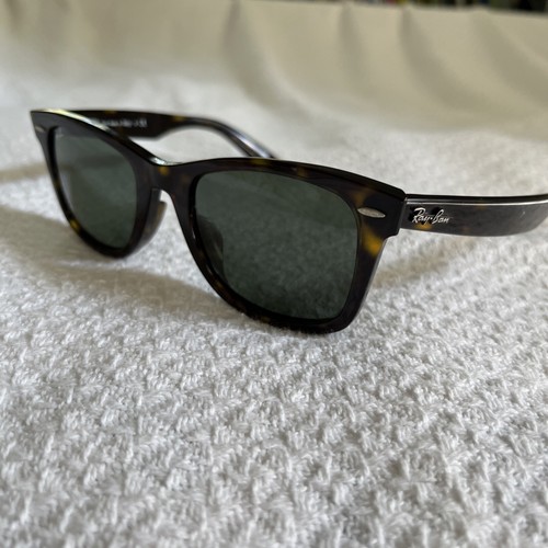 RayBan RB2140 50mm Wayfarer Green Lenses Sunglasses TORTOISE! Curved