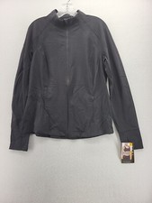 Avia Womens Athletic Jacket Large Black Full Zip Activewear Athleisure Yoga New