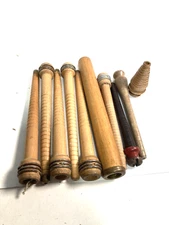 Wood Bobbins Spools Industrial Style 3"-9.75" Wooden Quills Mixed Lot-10