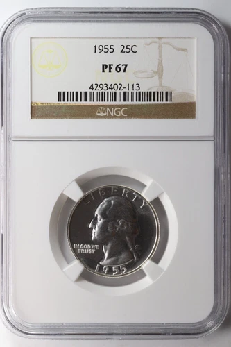 1955 Washington Proof Silver Quarter NGC PF67 25c